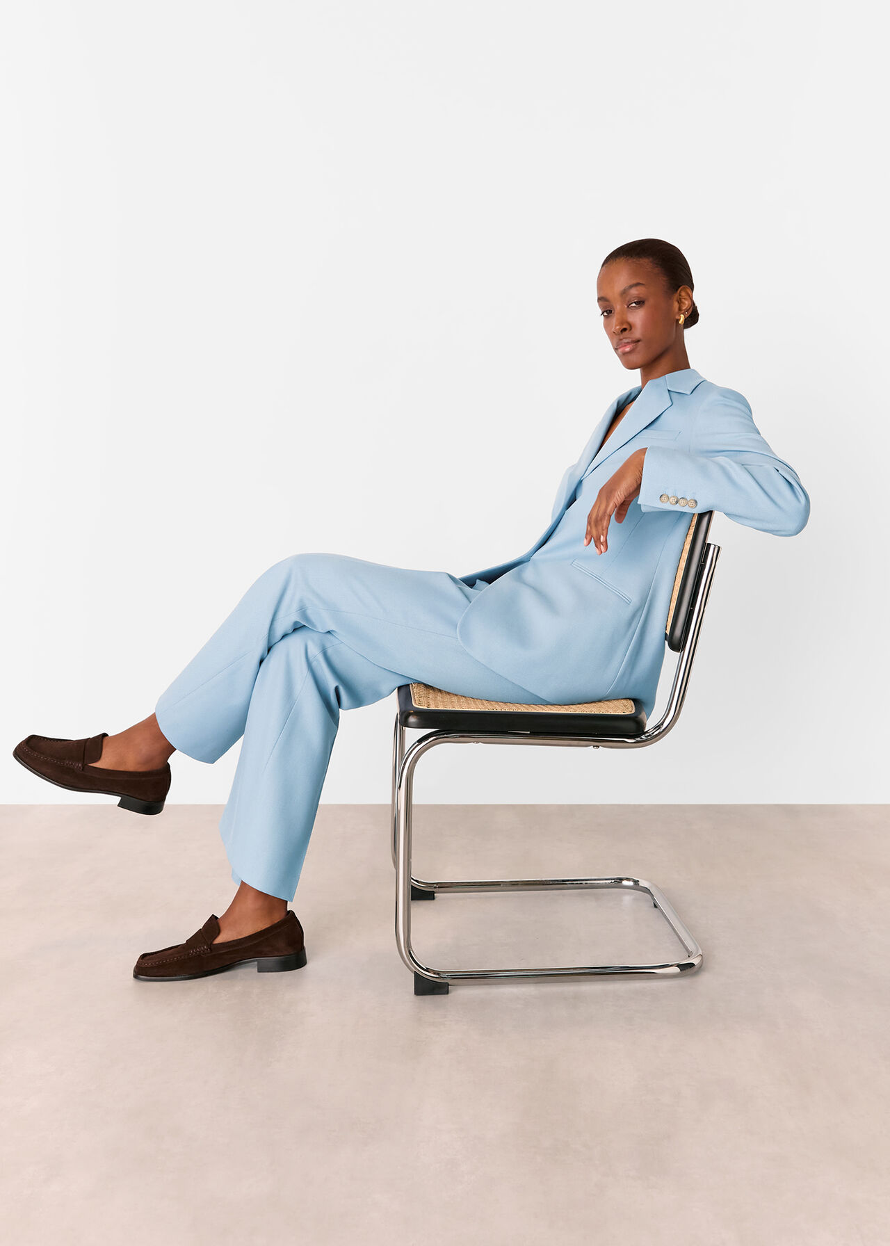Blue Wool Blend Tailored Coord